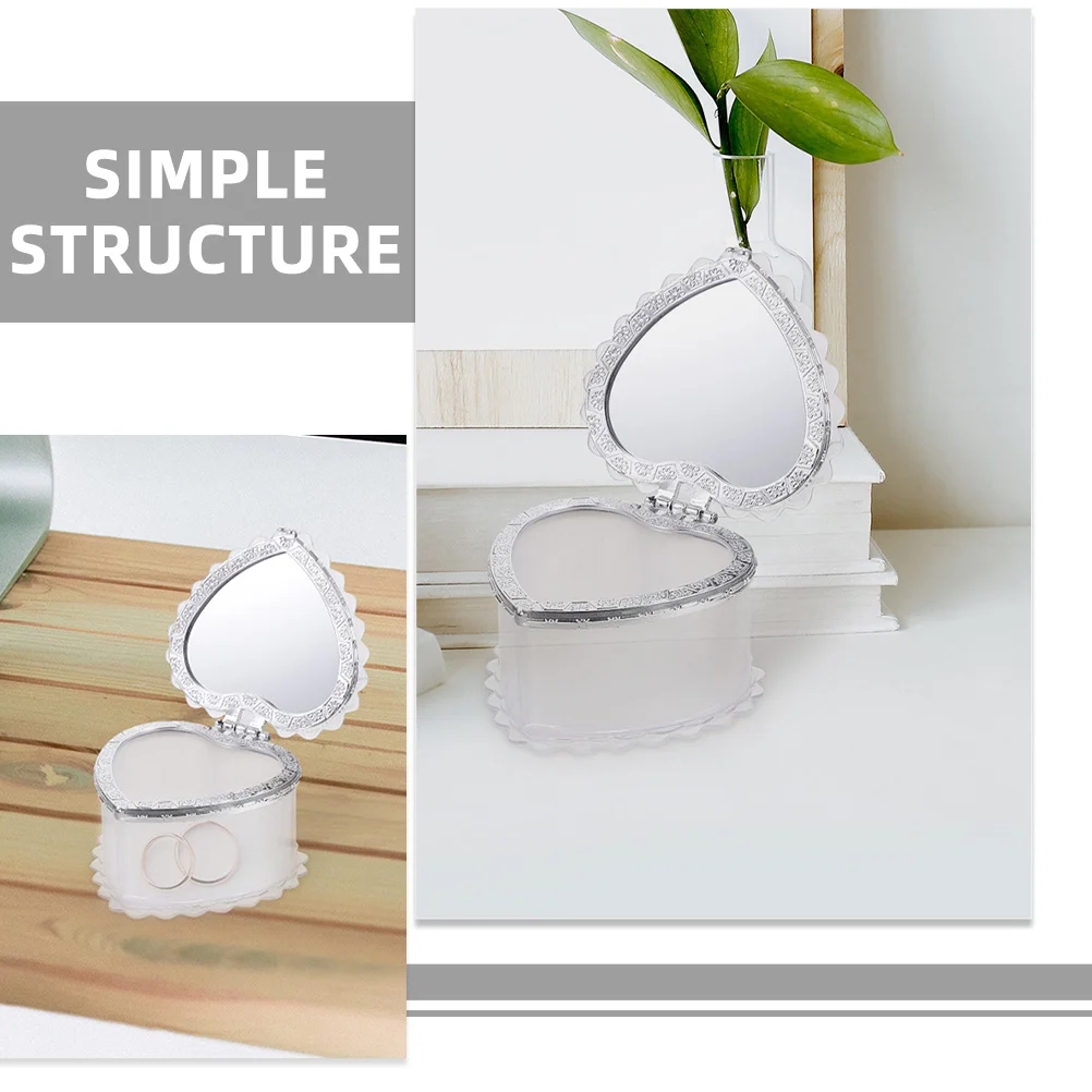 2 قطعة صندوق مجوهرات على شكل قلب حقيبة تخزين صغيرة للسفر منظم مجوهرات محمول تخزين مدمج لسطح المكتب والأقراط والقلائد