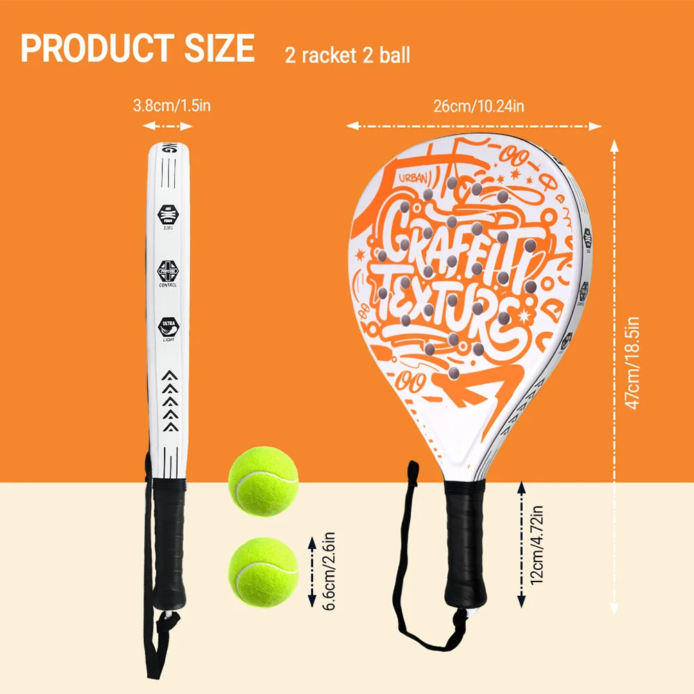 Padelschläger mit Carbonfaser-Oberfläche und EVA-Memory-Schaum-Kern – Leichtgewichtig, Tennisschläger mit bruchsicherem Kunststoffrahmen, gepolsterter Kern, außergewöhnlicher Rückprall, preisgünstige Option für Anfänger und Schulkinder – Detail 8