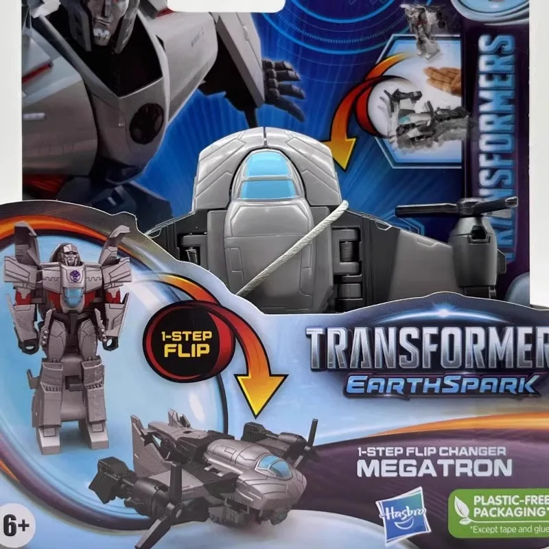 Hasbro transformadores faísca da terra um passo flip transformação megatron dos desenhos animados anime brinquedo humanóide móvel modelo presente de aniversário