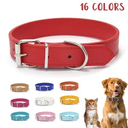 Solid Color Leather Dog Collar Adjustable Cat Necklace Puppy Neck Strap Suitable For Medium And Small Dogs Pet Supplies XS-XL