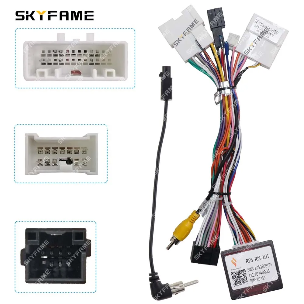 SKYFAME Car 16pin Wiring Harness Adapter Canbus Box Android Radio Power Cable For Renault Duster Dacia Kadjar kangoo RP5-RN-101