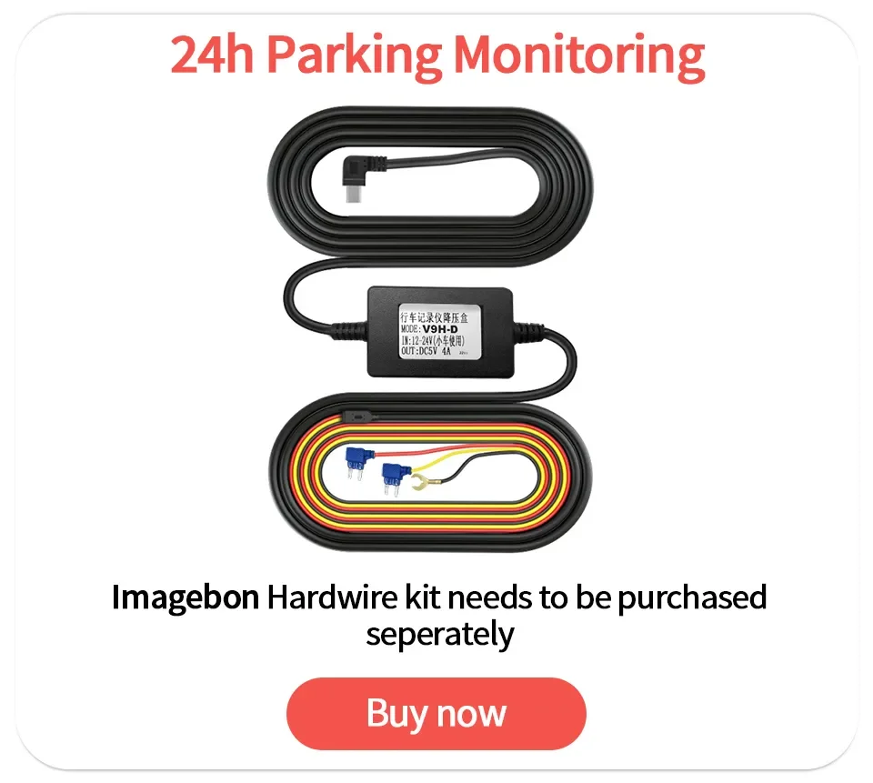 Imagebon 5V 4A 3.5m Buck Line ACC Hardwire Kit Used For 24h Parking Monitoring Time Lapse Car DVR