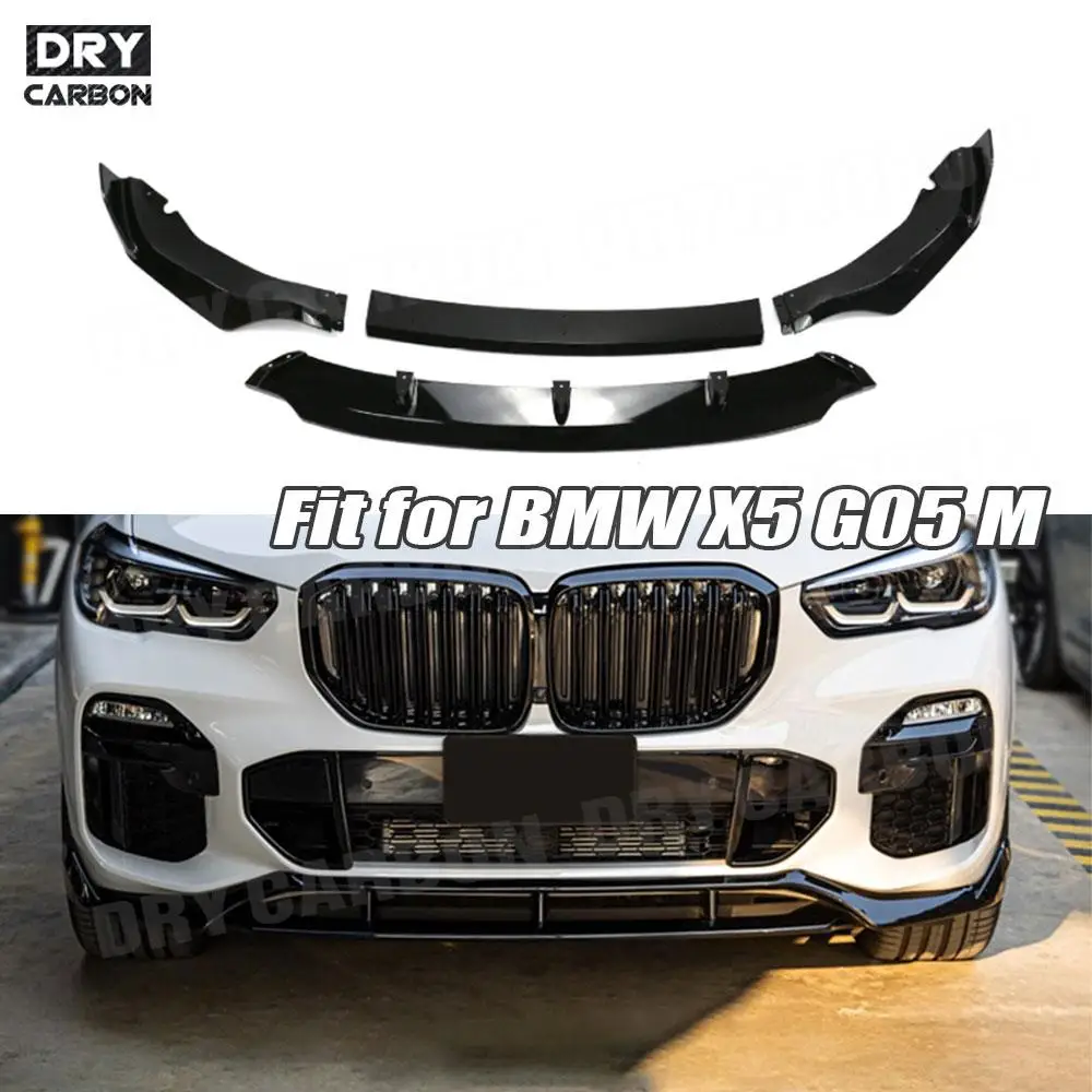 for BMW G05 X5 M Tech 2019+ 4Pcs/Set Carbon Fiber Front Bumper Lip Spoiler Splitters Car Styling Front Lip BodyKits