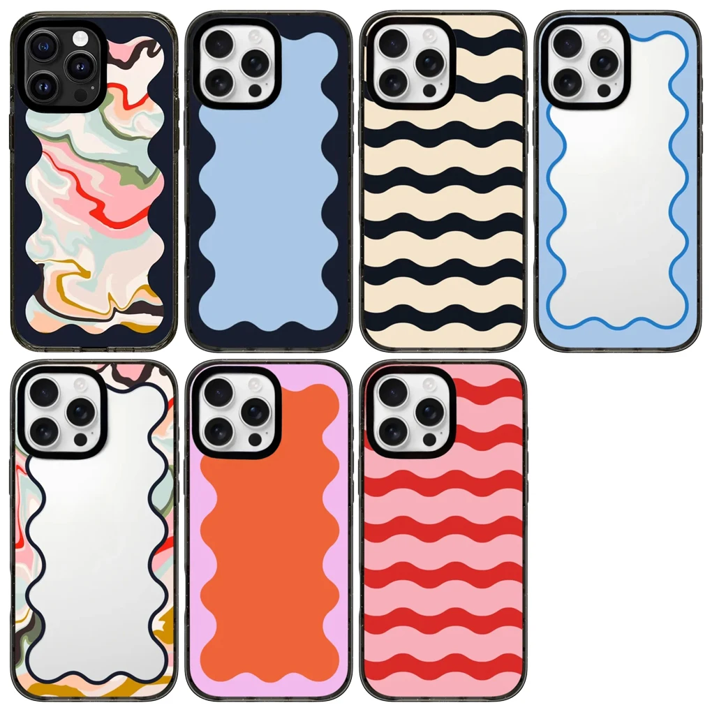 

Simple Wavy Lines Black Acrylic Border Magnetic Case: Compatible with IPhone 12 13 14 15 16 17 Pro Max