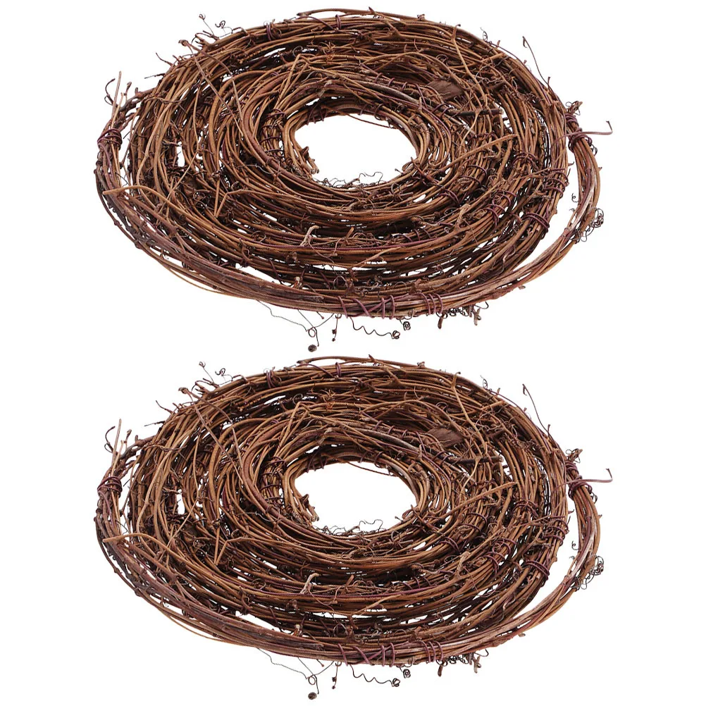 

2pcs Natural Rattan Twig Garland Diy Wreath Decor For Home Garden Bedroom Balcony Party Festival Craft Making