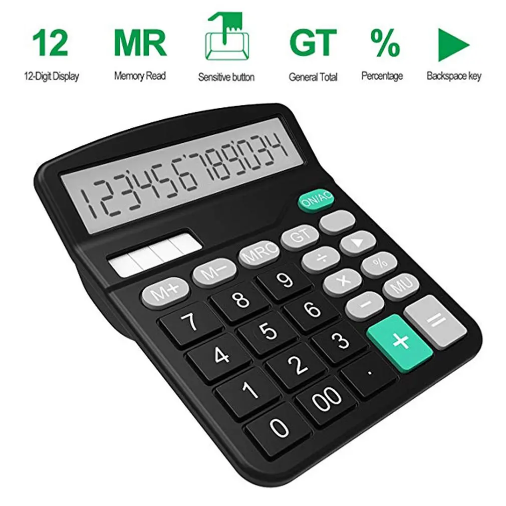Hot Solar Office Finance Calculator Computer Business Finance Calculator Calculat 12-Bit Desktop Calculator Office Dropshipping