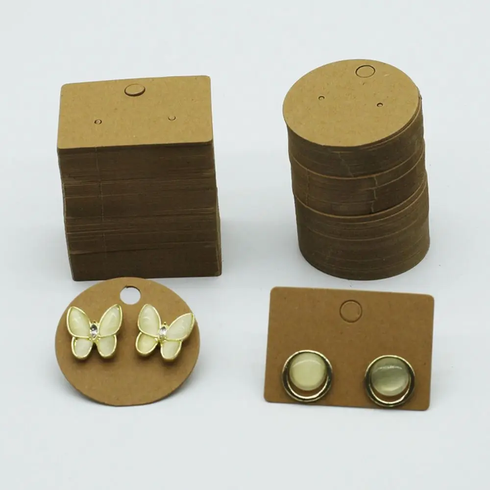 بطاقة تعبئة مجوهرات متينة ورقية محمولة ، بطاقات عرض أقراط مربعة للأذن حامل للأذن ، متاجر مستديرة ،