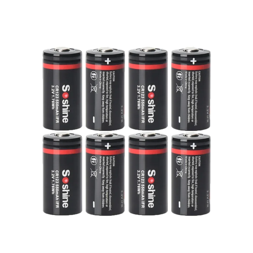 Soshine 3.2V 550mAh 16340 Rechargeable Battery LiFePO4 RCR123 550mAh Battery and Smart LiFePO4 Charger 2000 Time Discharge Cycle