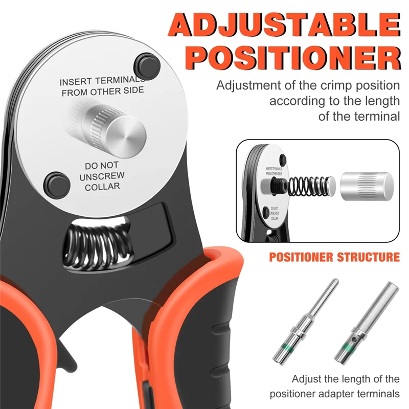 ABMI-For Deutsch Connector Pin Crimping Tool Mini Hand Crimp Plier 4 Way Indents 8 Impression Type 14,16 18 AWG,