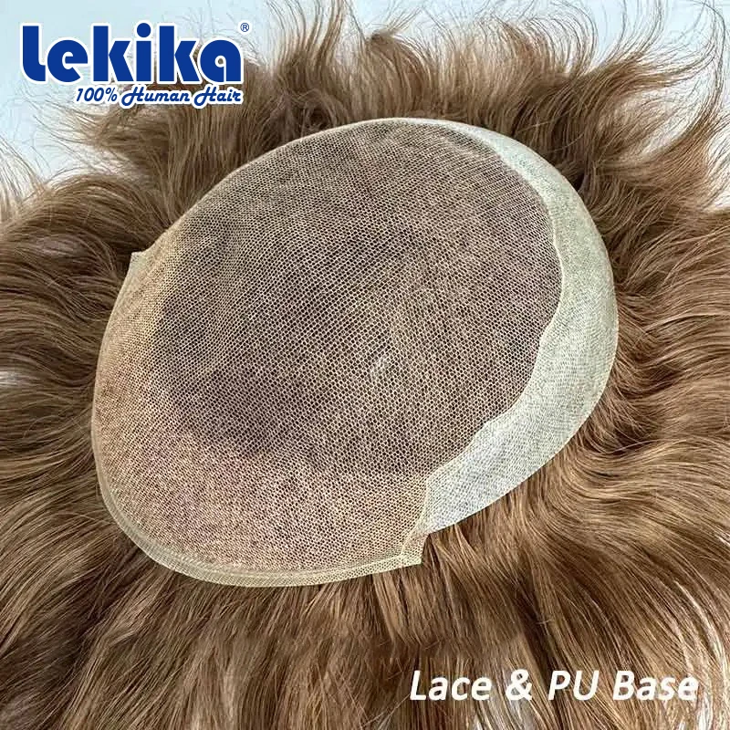 

Q6 Male Hair Bleached Lace & PU Base Man Wig Toupee For Men 100% Human Hair System Men's Wig Prosthetic Hair Men