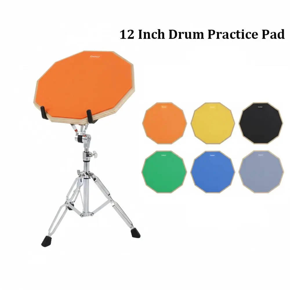 12 Inch Drum Practice Pad Anti-slip Rebound Silent Practice Drum Pad Professional Snare Stand Shock‑Absorbent Dumb Drum Pad