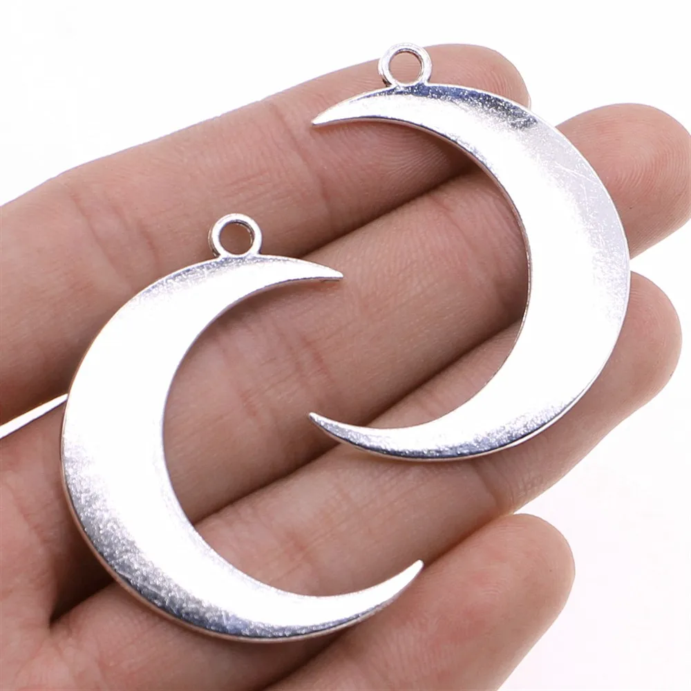 

Wholesale 50pcs/bag 32x43mm Jewelry Making DIY Handmade Craft Charm Antique Silver Color Big Crescent Moon Pendant Charm