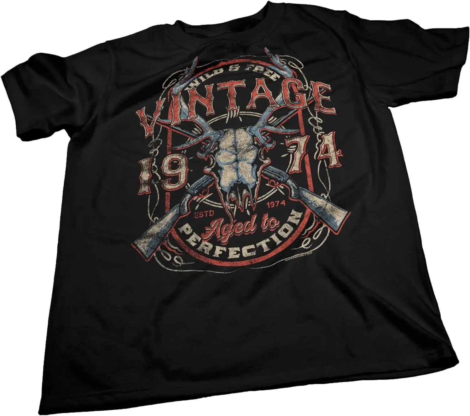 50th Birthday Gift Shirt for Men - Vintage 1974 Aged to Perfection - Deer Skull - 50th Birthday Gift
