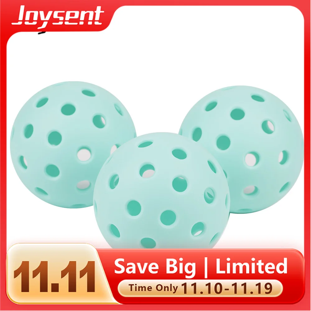 

Joysent Durable Outdoor Pickleball Balls 40 Holes 74mm Training Paddle Ball TPE Plastic Competition Practice Light Blue