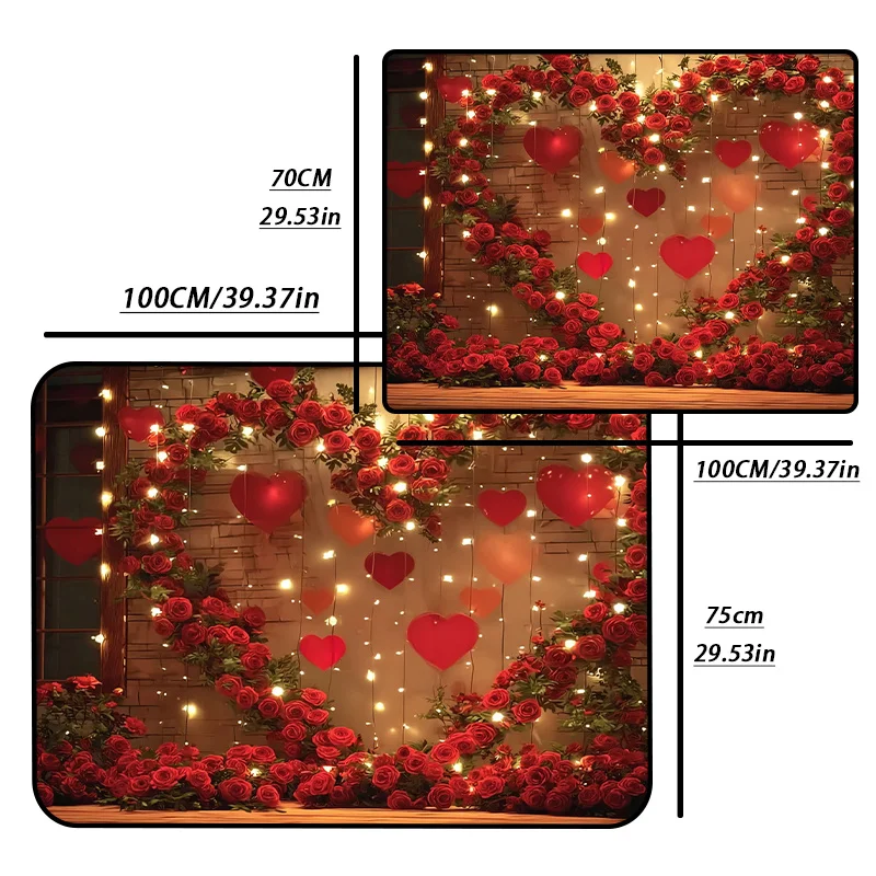 1pc Stylish Car Trunk Mat WithRomantic Heart - Shaped Decor With Red Roses And Fairy Lights- Durable, Keeps Trunk Dry & Clean, A