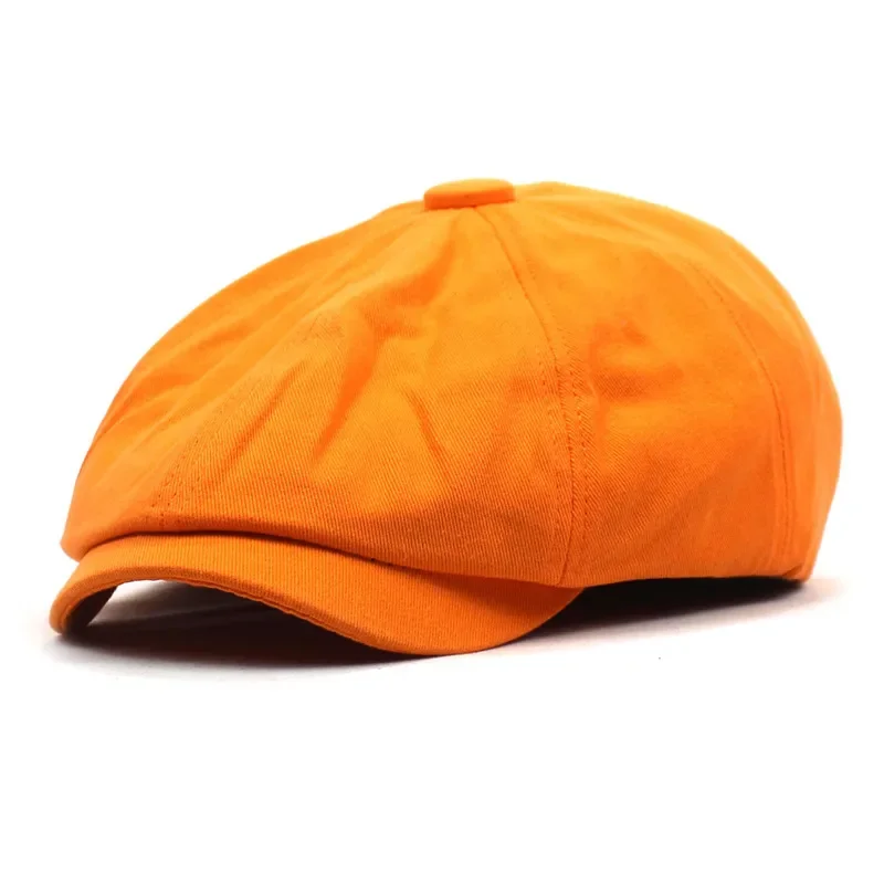 Solide Baumwolle Newsboy Caps Männer Flache Schirmmütze Frauen Maler Baskenmütze Hüte – Detail 3