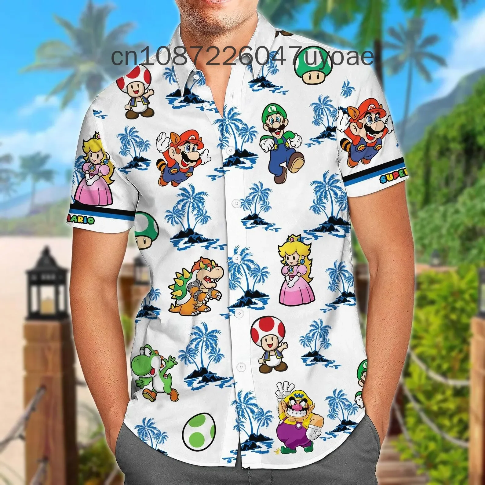 

Гавайская рубашка «Супер Марио», мужская, женская и детская рубашка с коротким рукавом, летняя повседневная пляжная рубашка для отдыха, модная уличная одежда