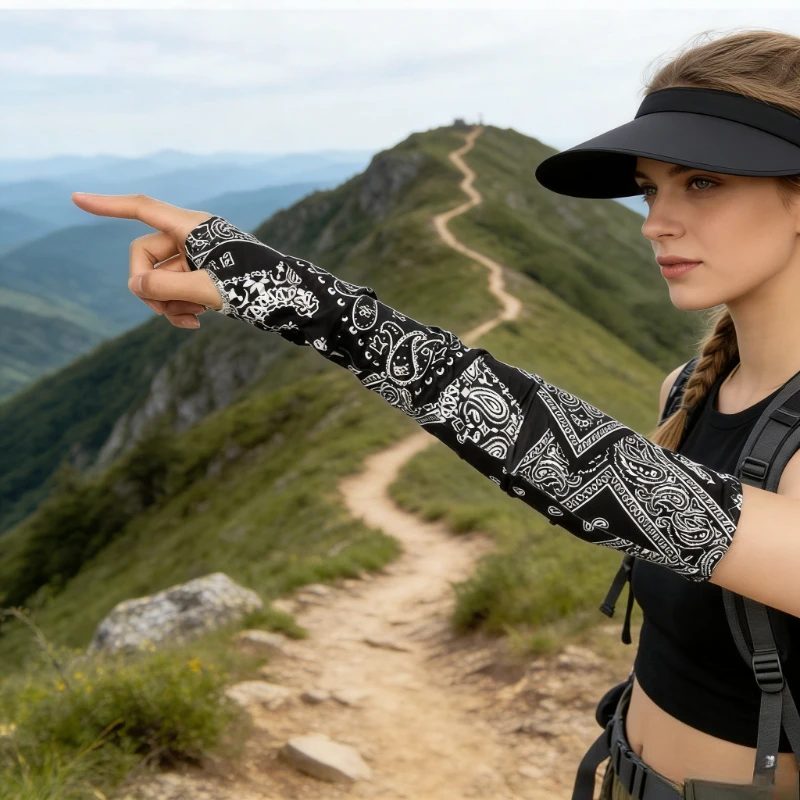 

Versatile Hand Sleeves with Cashew Flower Ice Sleeves for Men, Ins Trendy Ice Sleeves for Men, Summer Sunscreen Sleeves