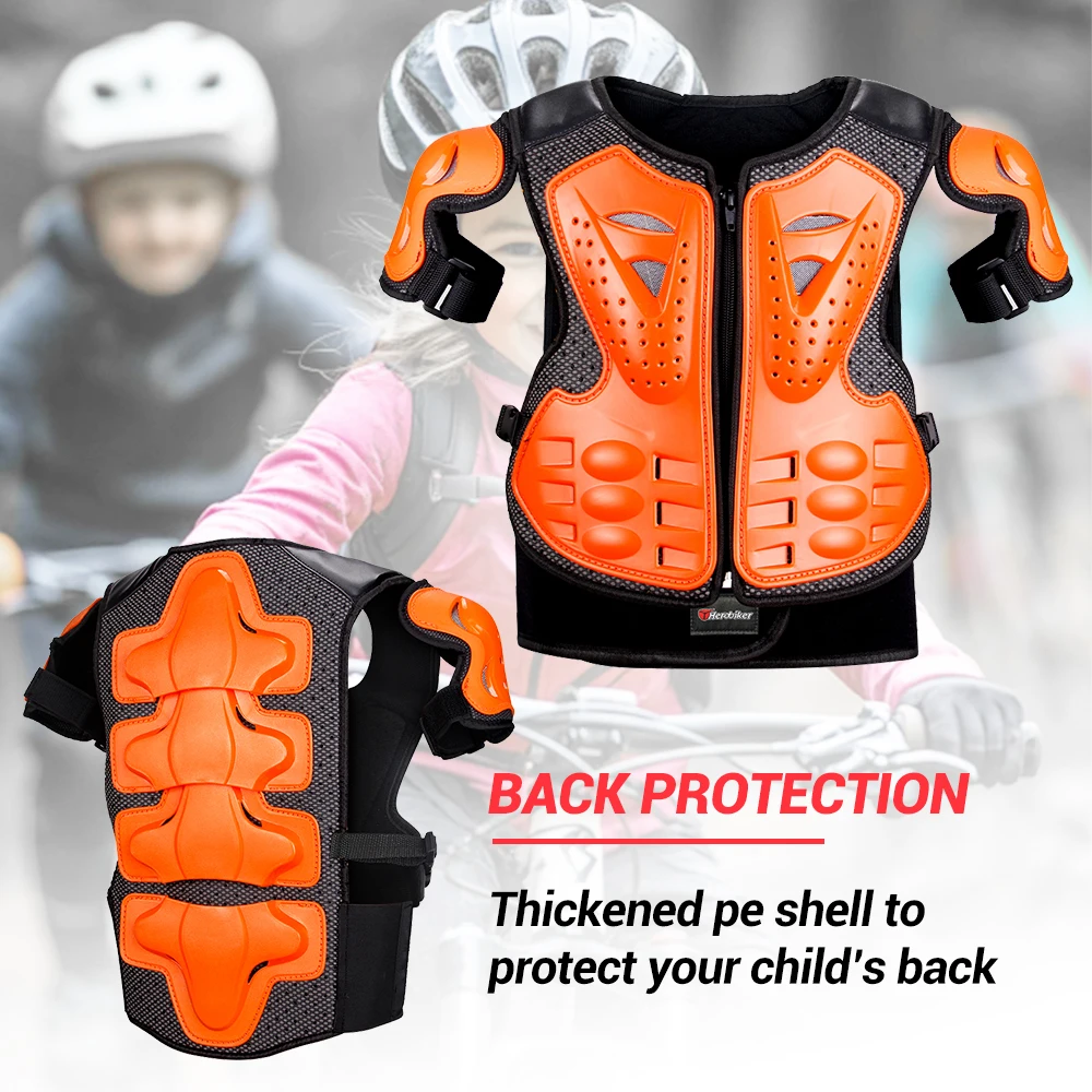 Children's Motorcycle Armor Vest Back Protection Bicycle Body Armor Jacket Elbow Knee Pads Outdoor Motocross Riding Full Armor