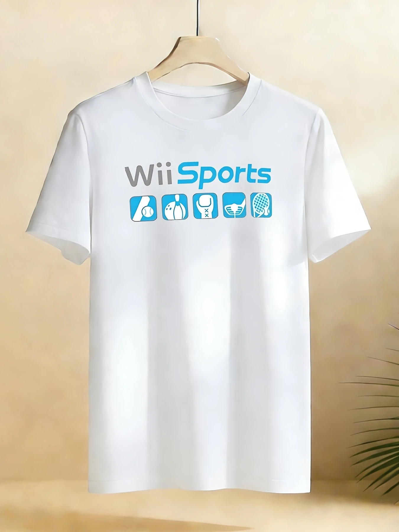 Men's Wii Sports Logo T-shirt - casual short sleeved gaming T-shirt with iconic Mii character design suitable for year-round wea