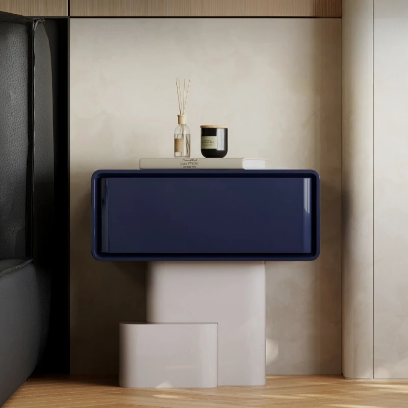 Minimalist bedside table High light paint Light luxury storage cabinet