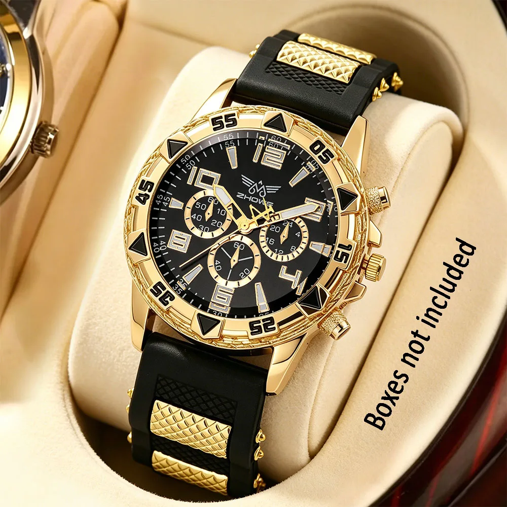 1pc casual and fashionable men's round dial quartz watch combination, suitable for daily wear