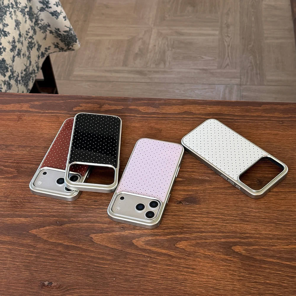 Koreanische INS Polka-Dot-Muster, galvanisierte Silber-Handyhülle für iPhone 17 Promax 18 13 14 15 16 Pro Max, stoßfeste Schutzhülle Funda – Detail 9