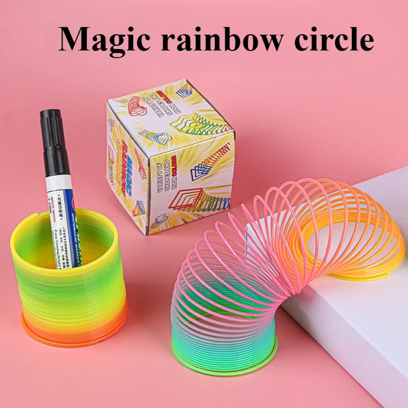 

1pcs Funny Rainbow Circle Magic Toys Early Development Educational Folding Plastic Spring Coil Children's Creative Magical Toys