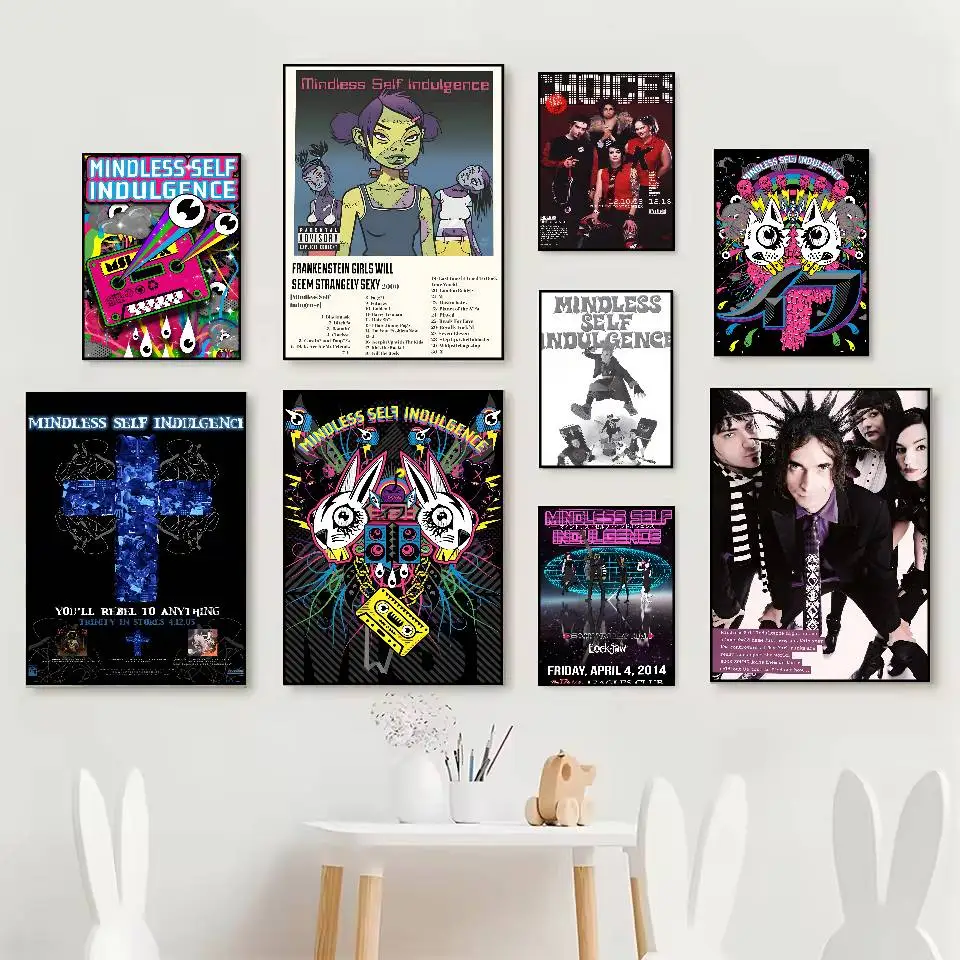 M-Mindless Self IndulgenceS Band Poster HD Posters Self Adhesive Waterproof Ideal For Living Room Bedroom Bar Decoration