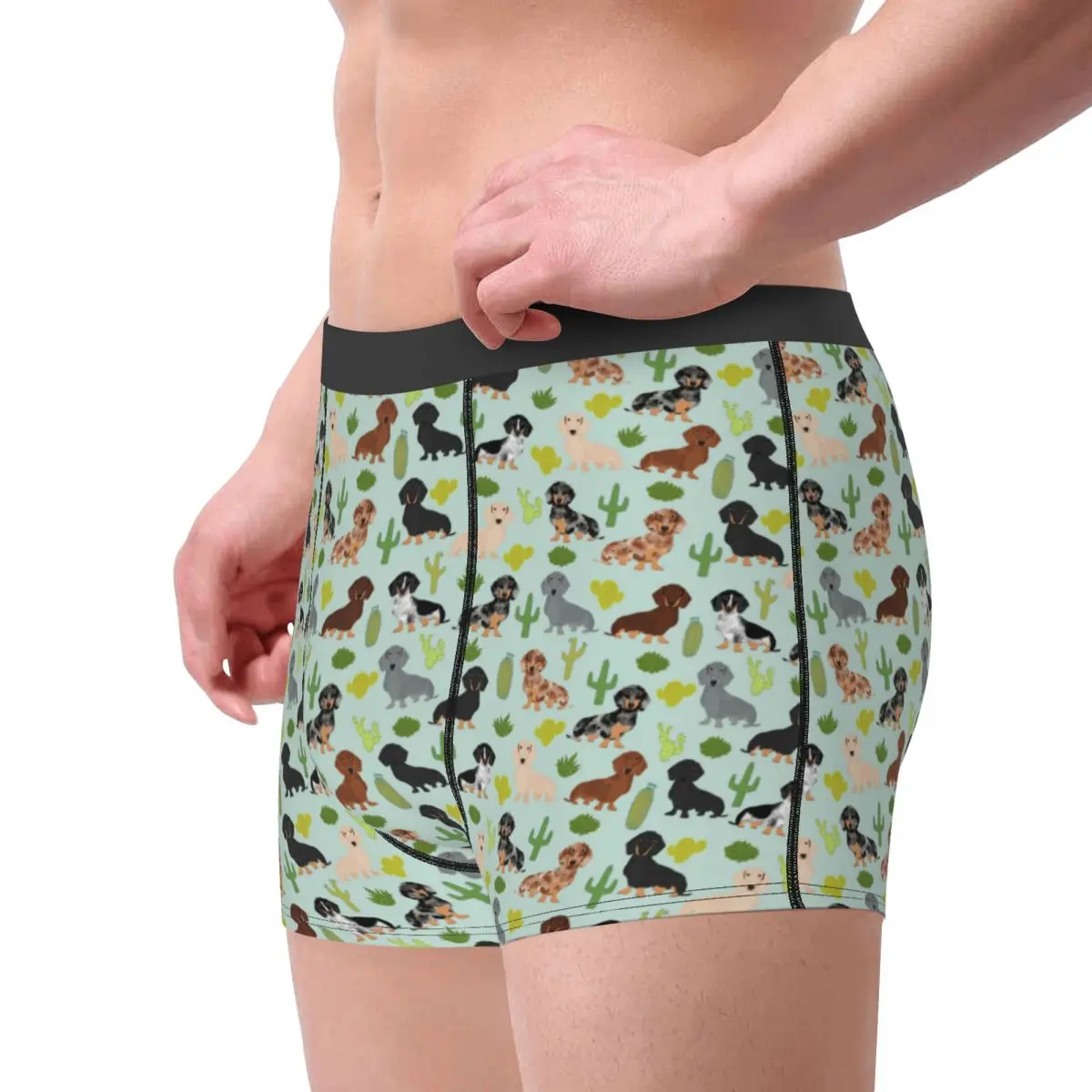 Novelty Boxer Doxie Dachshund Cactus Dog Shorts Panties Man Underwear Animal Soft Underpants for Homme Plus Size