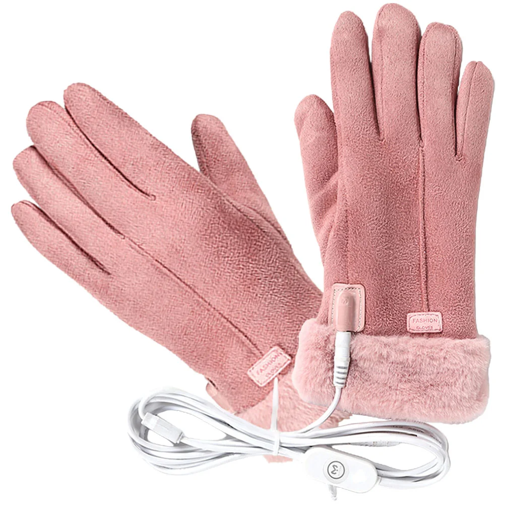 

USB Heated Gloves Winter Motorcycle Hand Warmers Rechargeable Lace Skiing Thermal Mitts Men's