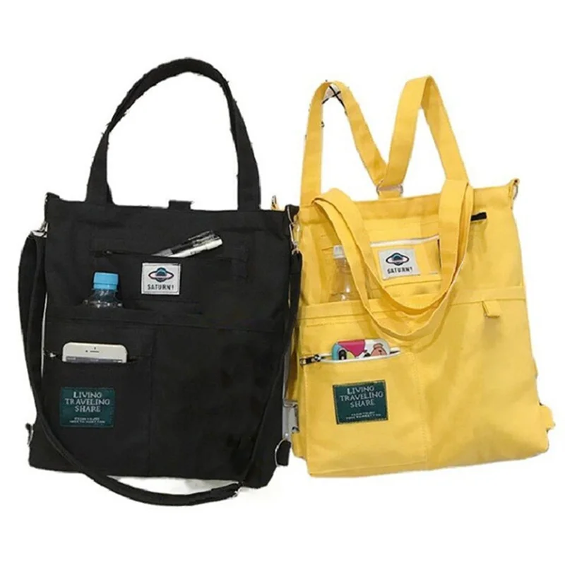 

Fashion Canvas Bags Students Handbag Large Capacity Solid Color Totes Shopper Bag Casual Female Cross Body Bag