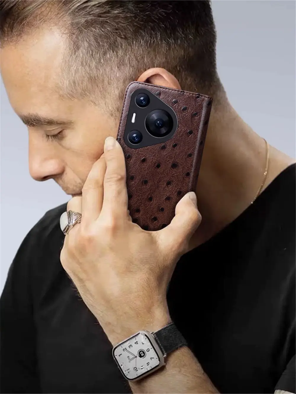 Чехол-книжка из натуральной воловьей кожи с крокодиловой текстурой для Huawei Pura 70 Ultra/Pura 70 Pro/Pura 70, деловой чехол с полным покрытием