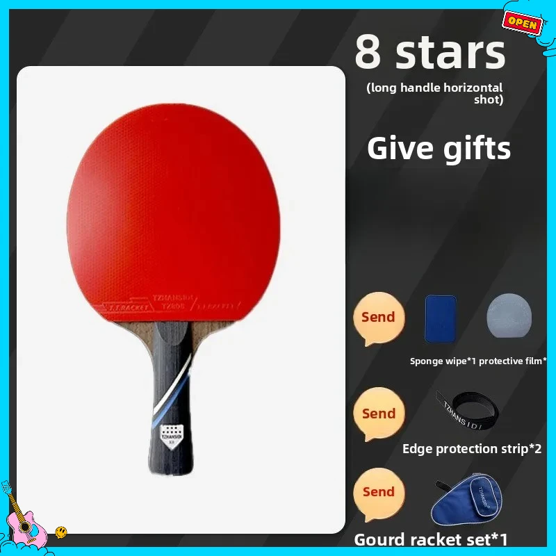 

Последняя модель профессионального класса 8-звездочная 10-звездочная карбоновая ракетка для настольного тенниса, двусторонняя обратная клейкая прямая горизонтальная ракетка