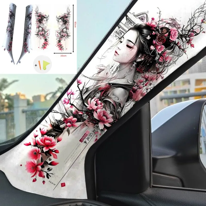 

2PCS NEW Car Interior Wrap Satin Embroidery Interior of Pillar Sticker Self-adhesive Fabric Universal AB Pillar Headliner Fabric