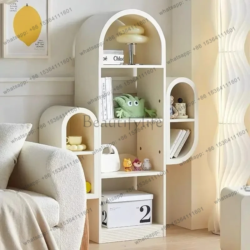 

Light luxury arch creative bookshelf white storage bookcase living room decorative cabinet bedroom display shelf