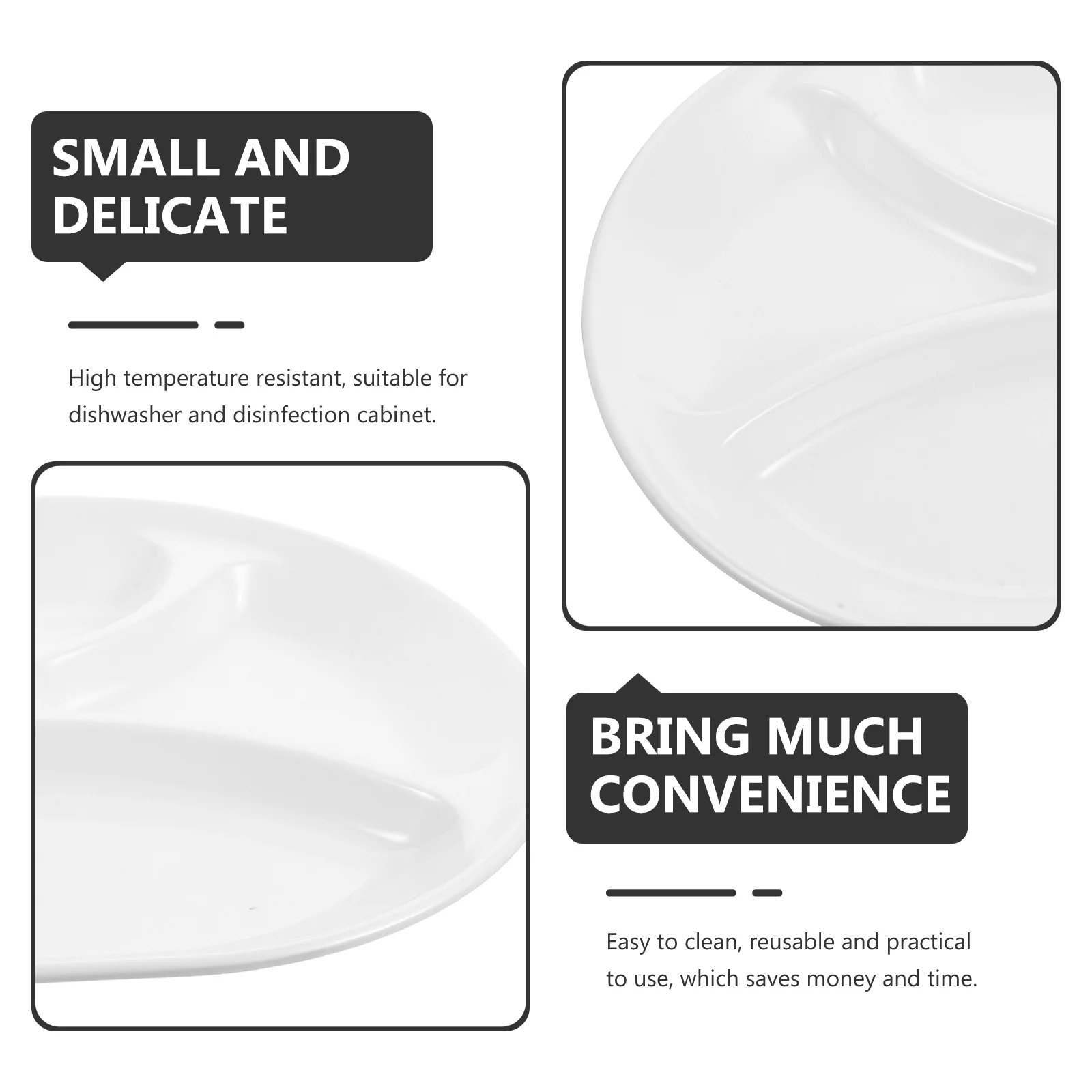 

Multi Compartment Dinner Plate 4-Section Divided Food Tray For Home Cafeteria Dining Dishwasher Safe Snack Serving Plate