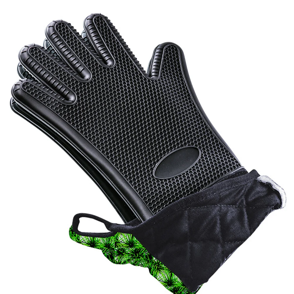 

Heat Resistant Mitts Anti Steam Scald Design Storage Hanging Hole Kitchen Oven Gloves Black Oven Mitts