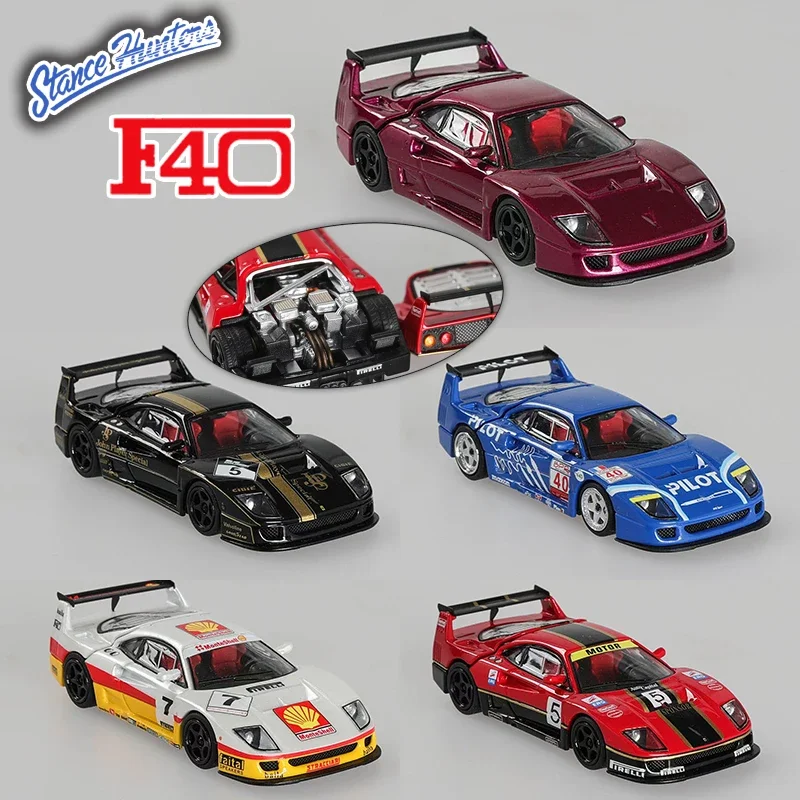 

**Pre Sale**SH 1:64 F40 LM Opened Hood Diecast Diorama Car Model Toys Multiple Styles Stance Hunters