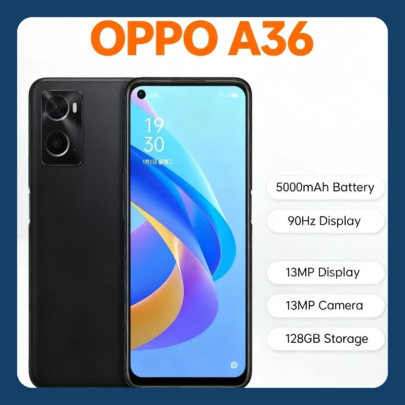 هاتف OPPO A36 الذكي بشاشة 6.56 بوصة وبطارية 5000 مللي أمبير في الساعة تدوم طويلاً وكاميرا مزدوجة 13 ميجابكسل وذاكرة تخزين كبيرة 8 جيجابايت + 256 جيجابايت هاتف عالمي غير مقفول #1
