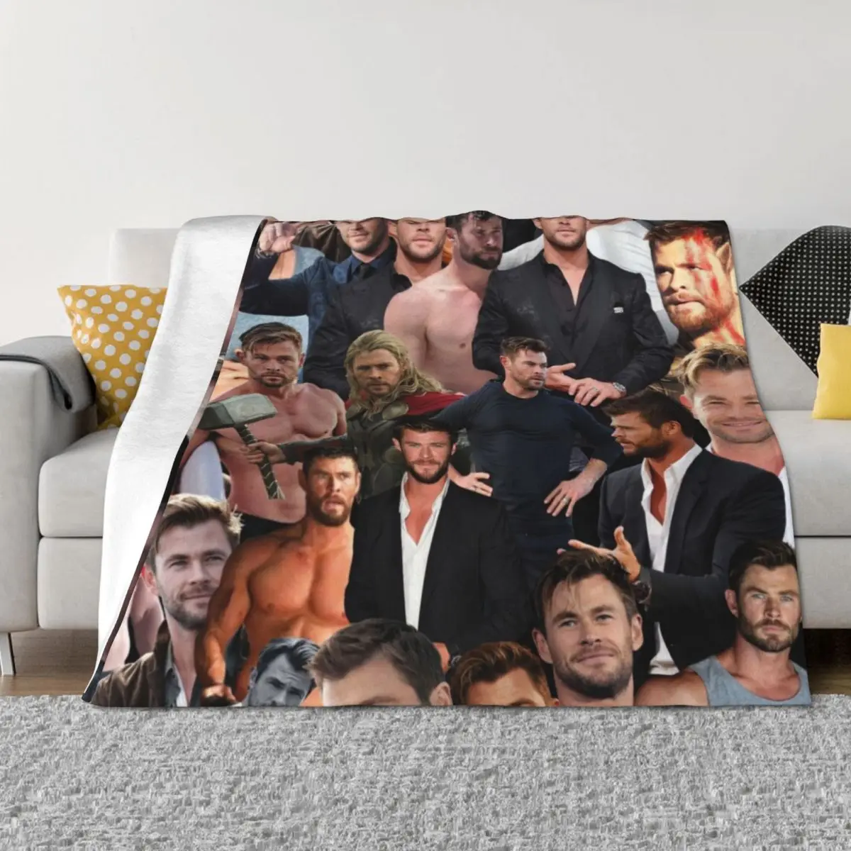 كريس هيمسورث كولاج رمي بطانية المعزي هدايا عيد الميلاد بطانيات نزهة فروي #2