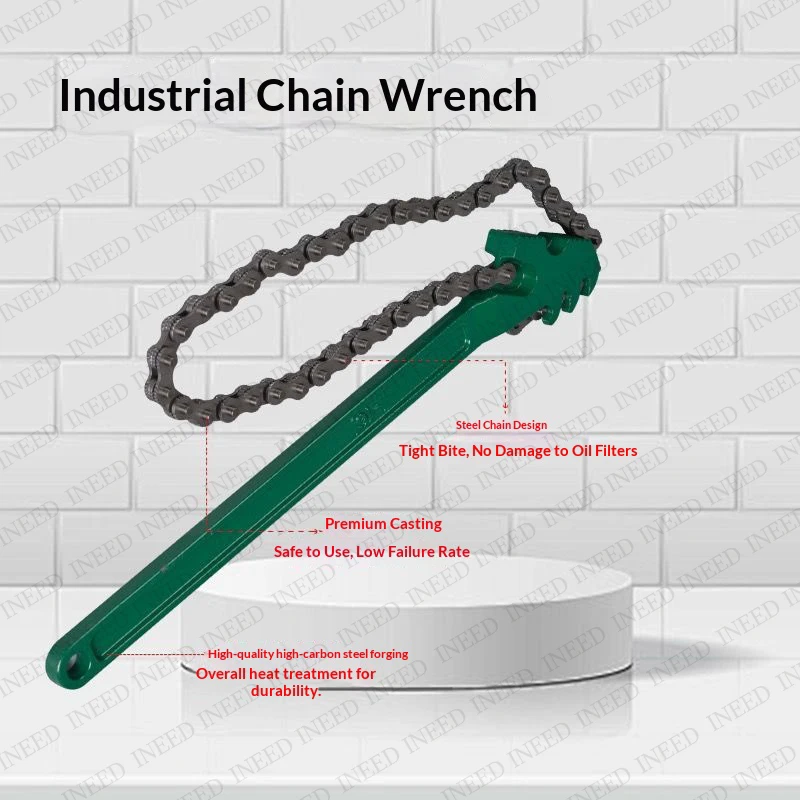 1pc Steel Heavy Duty Chain Wrench Tool,  for Oil Filter Pipe Fittings Removal Adjustable Grip Spanner with Ergonomic Handle