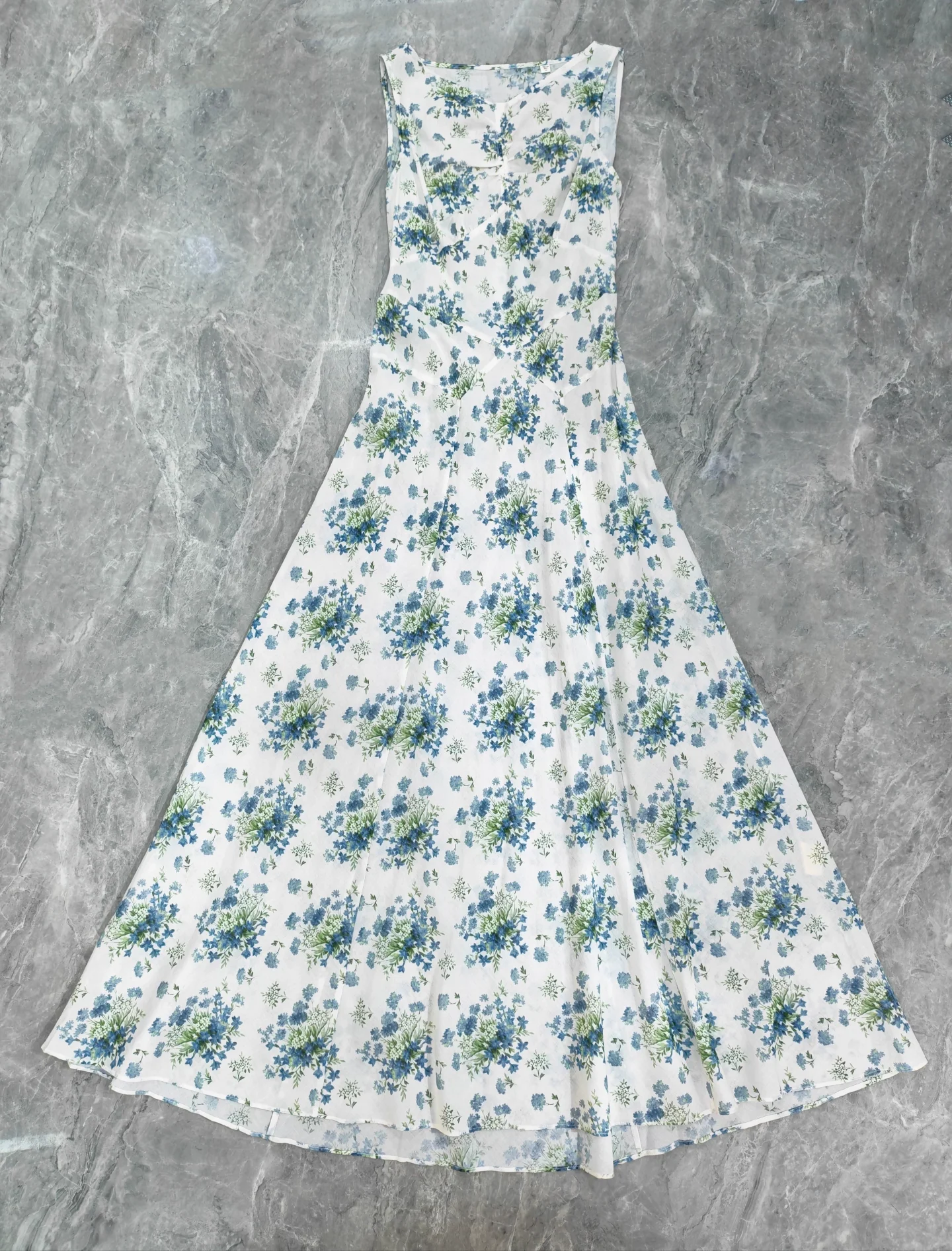 

Floral Printed Women's Cotton Tank Dress 2026 Summer V-Neck Sleeveless High Waist Fashion Female Long Robe