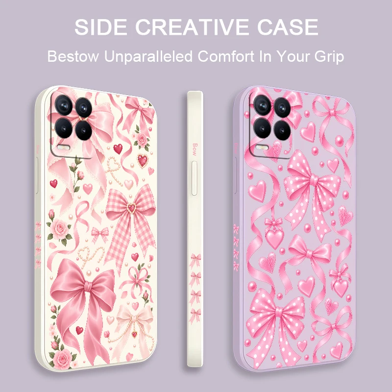 Pink Bow Knots Case For OPPO Realme GT2 NEO2 GT Master Narzo 20 60 Pro 30A 50i Prime Q3 Q5 Pro Carnival Note 50 80 P3 Soft Coque