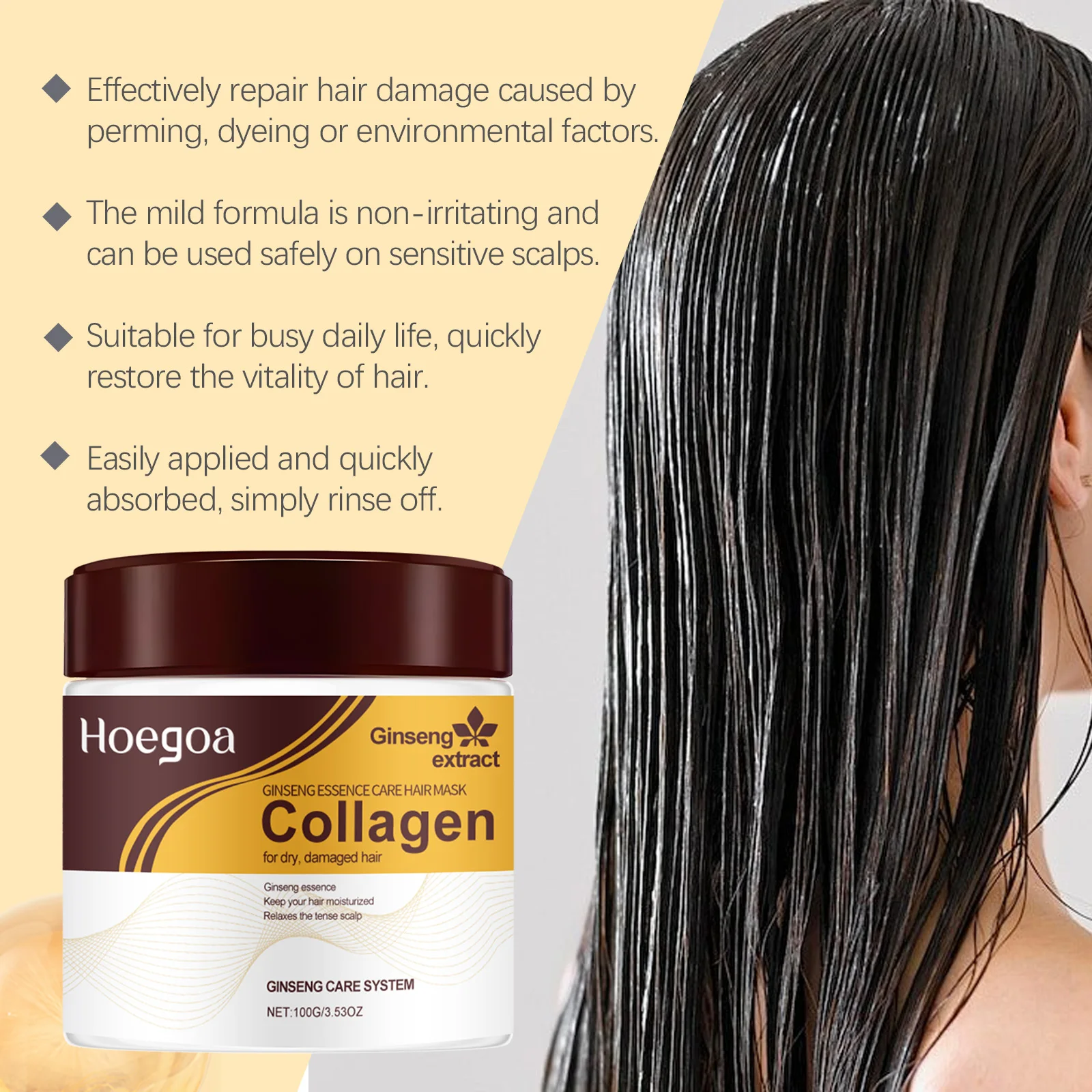 

Straightening Hair Mask Deep Hydration Strengthen Roots Reduce Hair Loss Relieve Frizz Split Ends Broken Total Repair Hair Mask