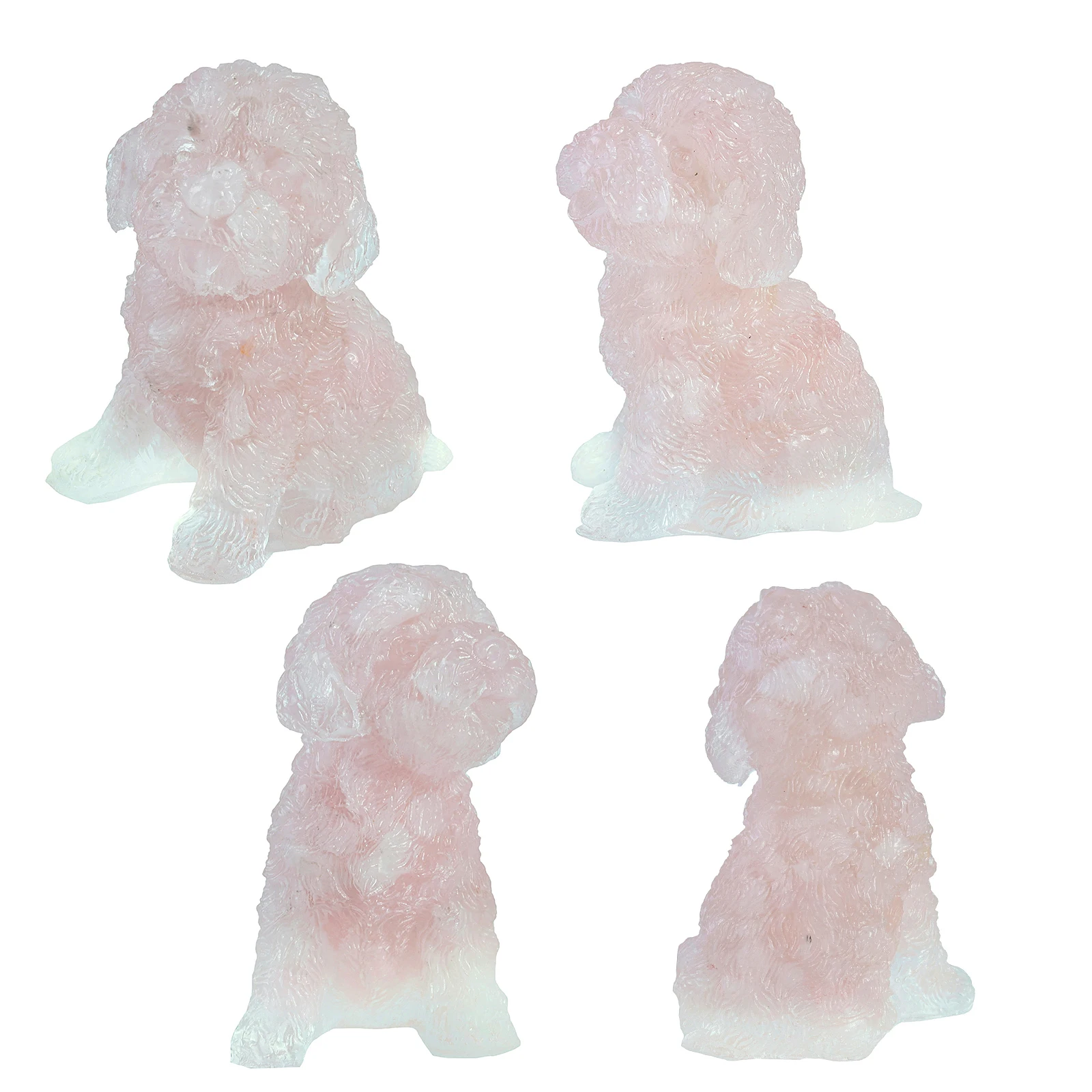 Natural Tumbled Chips Stone Resin Poodle Dog Statue Crystal Puppy Animal Figurine For Home Decoration Office Desktop Ornaments