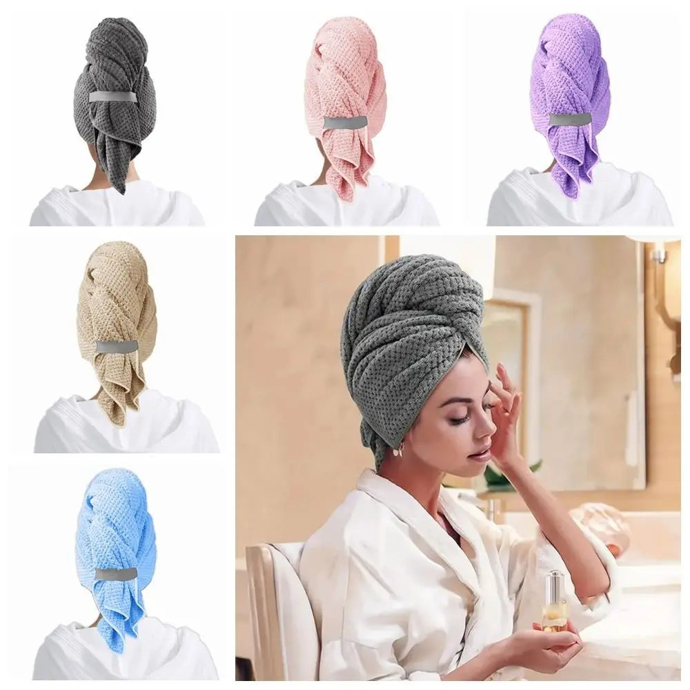 Ultra Absorbent Microfiber Hair Towel with Elastic Band Soft Extra Large Wrap Turban Large Coral Fleece Quickly Dry Hair Hat view 6