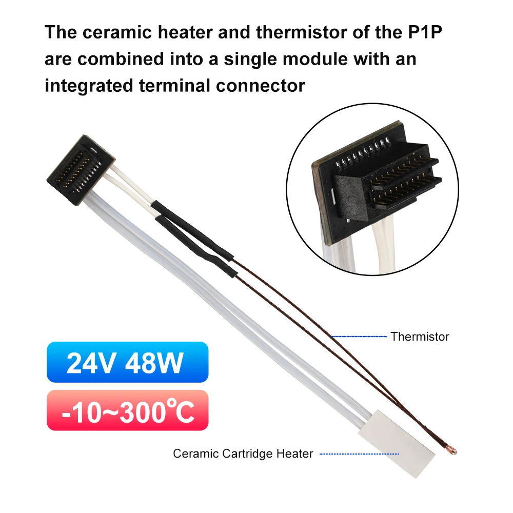 For Bambu Lab Hotend V2.0 V3.0 Kit X1C P1P Thermistor & Ceramic Heater Plate Hotend V3 Heater Cartridge 24V 50W 3D Printer Parts