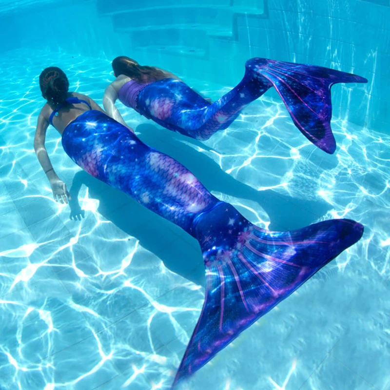 Fancy Kids Adults Mermaid Tails Swimwear for Summer Dress Girls Swimmable Bathing Suit Mermaid Tails Cosplay Costumes No Flipper