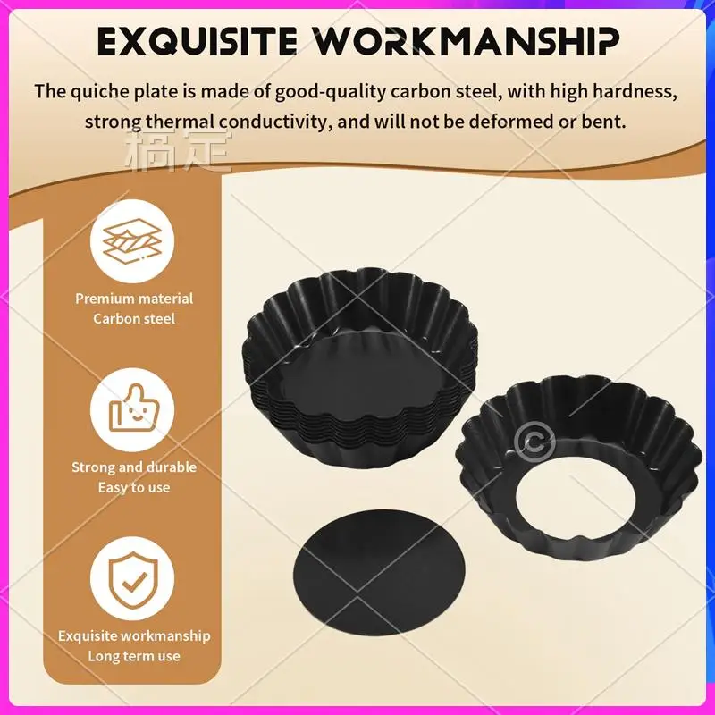 

NEW-Egg Tart Molds, 3Inch Mini Tart Pans Removable Bottom, Cupcake Cake Muffin Mold Tin Pan Baking Tool (10 Pcs )